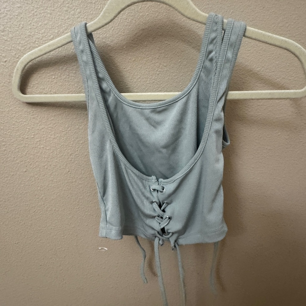Cider green lace up top